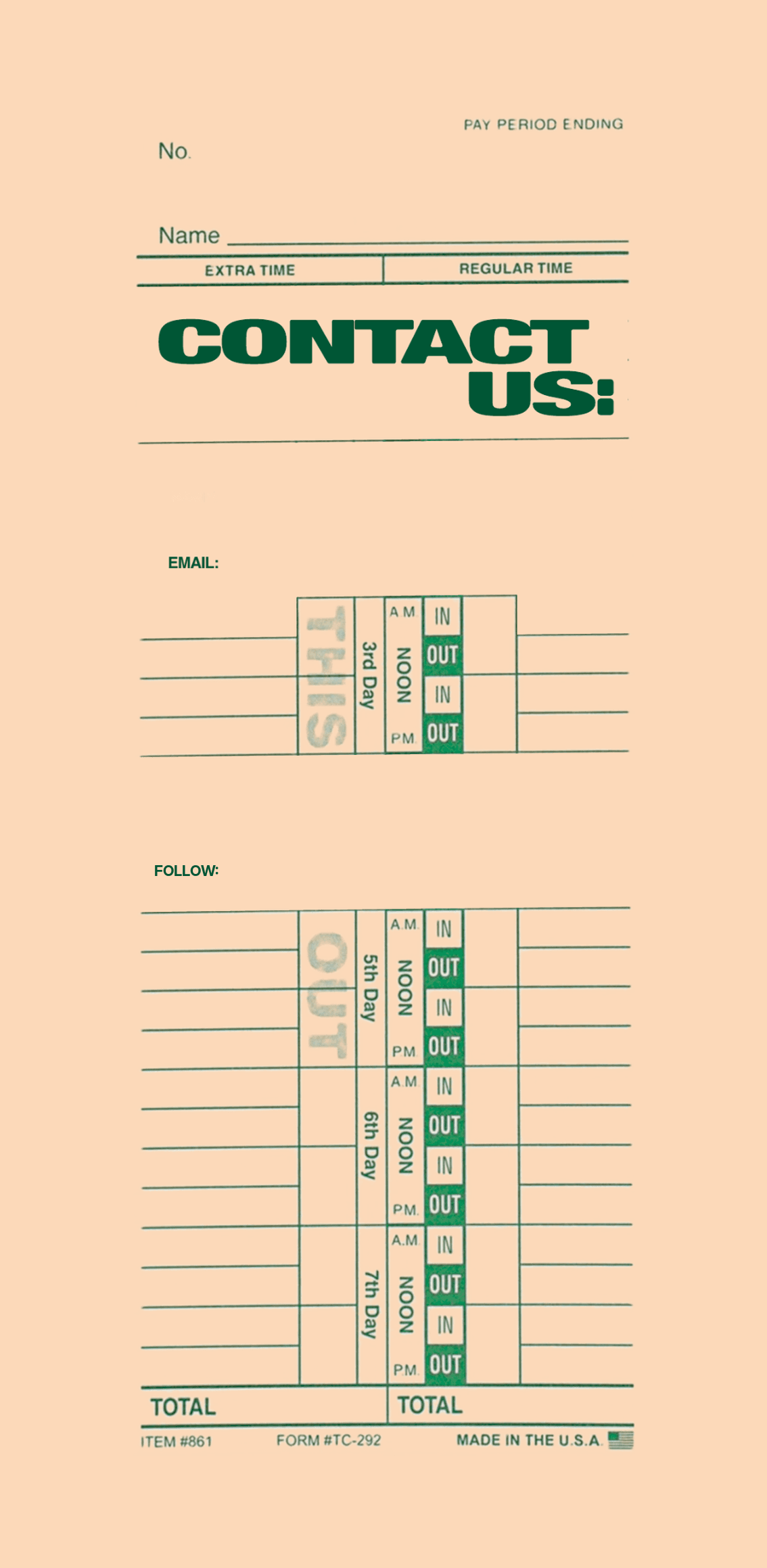 Contact background: a timesheet-style layout